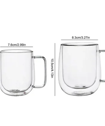 Double Wall Glass Coffee Mug with Handle - Image 3