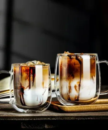 Double Wall Glass Coffee Mug with Handle - Image 4