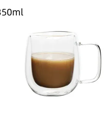 Double Wall Glass Coffee Mug with Handle - Image 6
