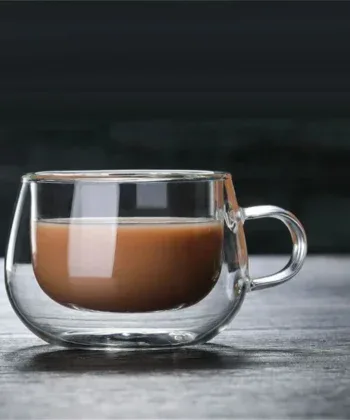 Double Wall Glass Coffee Mug with Handle - Image 5