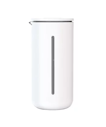 A sleek white cylindrical kitchen container with a transparent vertical window on the front. | Hustle Coffee