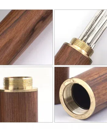 Alternative view of Precision Coffee Grounds Distribution Tool with Wood Grip