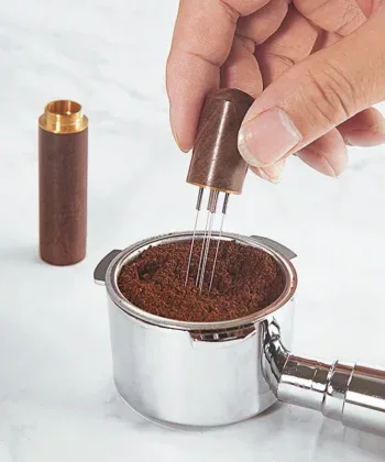 Precision Coffee Grounds Distribution Tool with Wood Grip