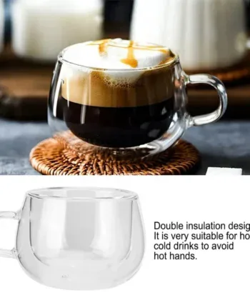 Alternative view of Double Wall Glass Coffee Mug with Handle